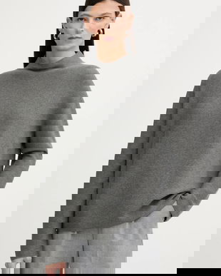 Marc O'Polo pulover de bumbac culoarea gri, light, cu turtleneck, 600600660271