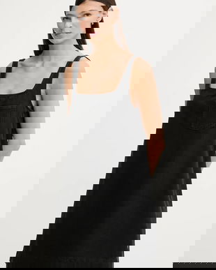 Marc O'Polo rochie jeans culoarea negru, mini, drept, 5000007885