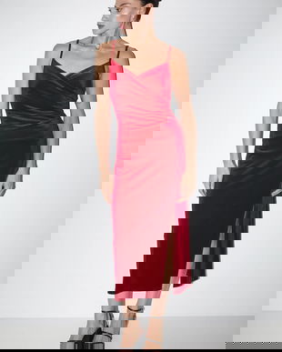 Medicine rochie culoarea rosu, midi, mulata