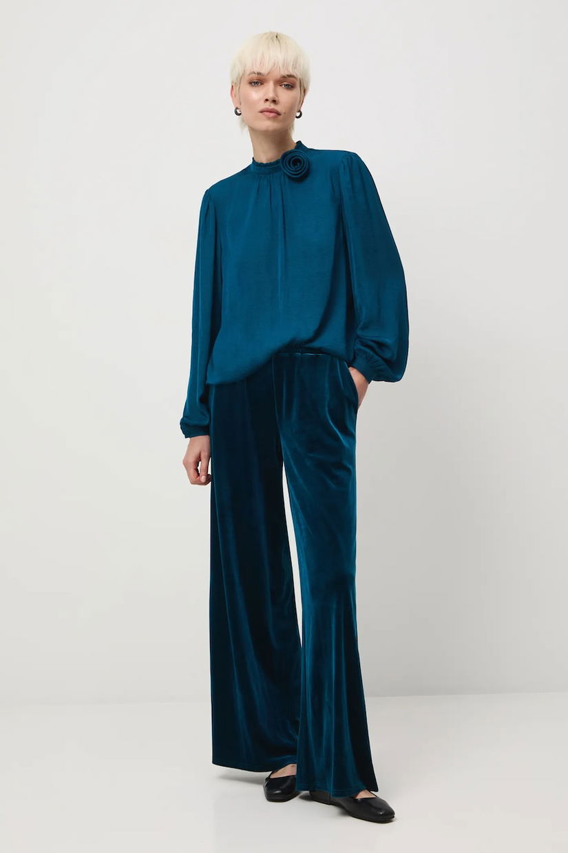 Medicine pantaloni culoarea verde, lat, medium waist