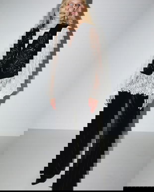 Medicine pantaloni culoarea negru, lat, medium waist