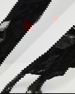 Medicine fusta culoarea negru, maxi, evazati