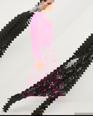 Medicine fusta culoarea negru, midi, evazati