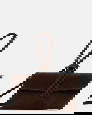 Answear.LAB geantă de mână din piele întoarsă culoarea maro