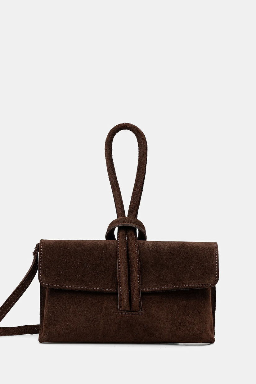 Answear.LAB geantă de mână din piele întoarsă culoarea maro