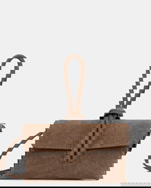 Answear.LAB geantă de mână din piele întoarsă culoarea bej