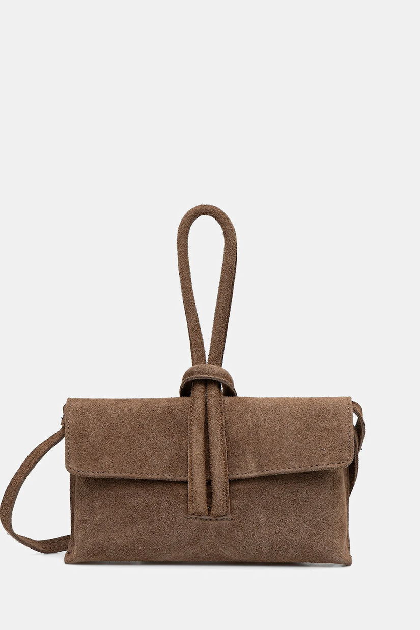 Answear.LAB geantă de mână din piele întoarsă culoarea bej