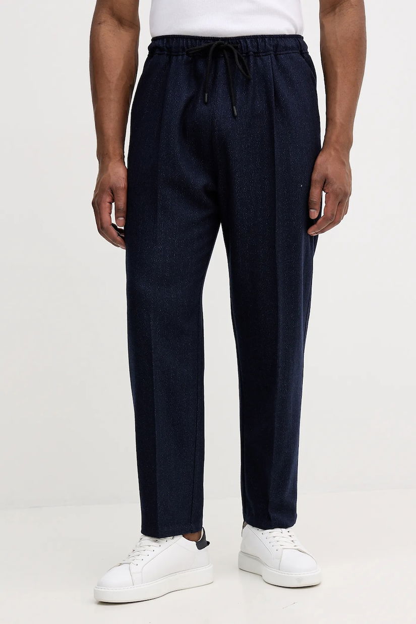 United Colors of Benetton pantaloni cu lână pantaloni scurți drepți bărbătești bleumarin 47WUUF05V