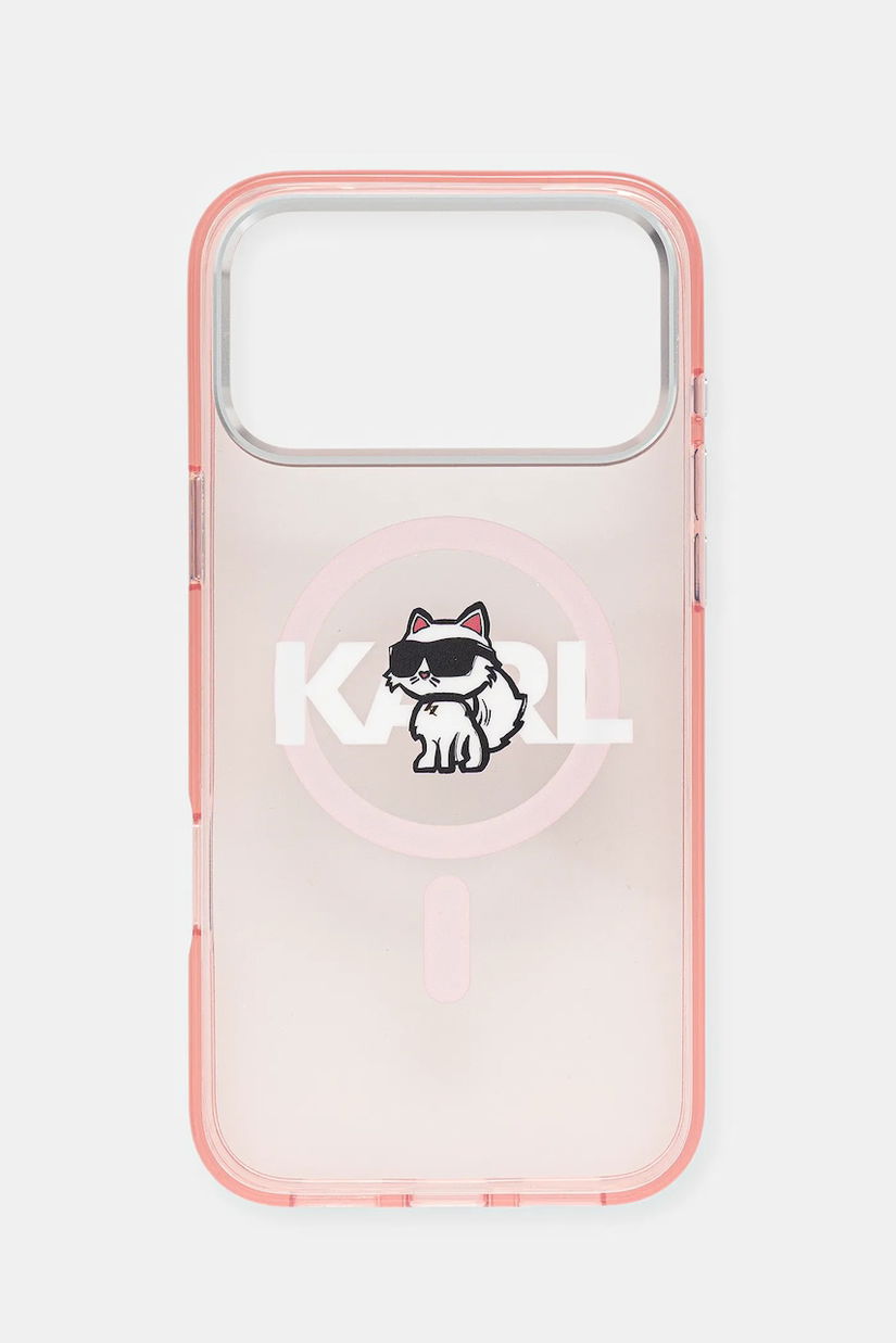 Karl Lagerfeld husă pentru telefon iPhone 17 Pro Max culoarea roz, KLHMP17XHGCHGKBP