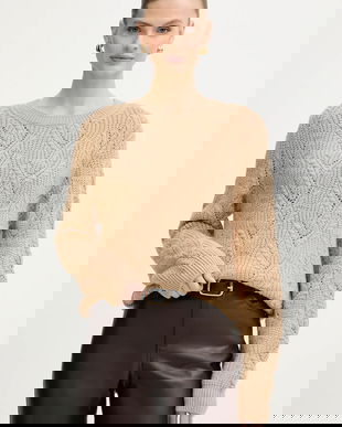 Morgan pulover culoarea bej, MAMA