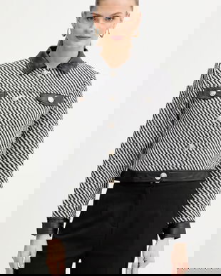 Morgan sacou culoarea negru, un singur rând de nasturi, cu imprimeu, VEGGO