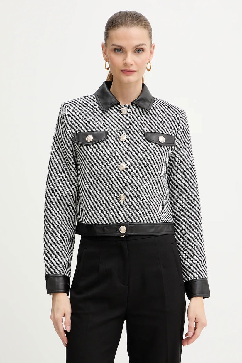 Morgan sacou culoarea negru, un singur rând de nasturi, cu imprimeu, VEGGO