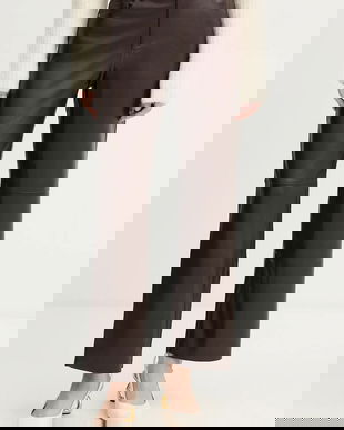 Morgan pantaloni culoarea maro, drept, high waist, PEMPER