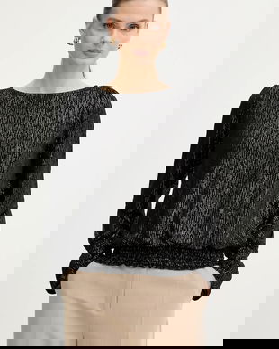 Morgan bluză culoarea negru, cu imprimeu, TIKA