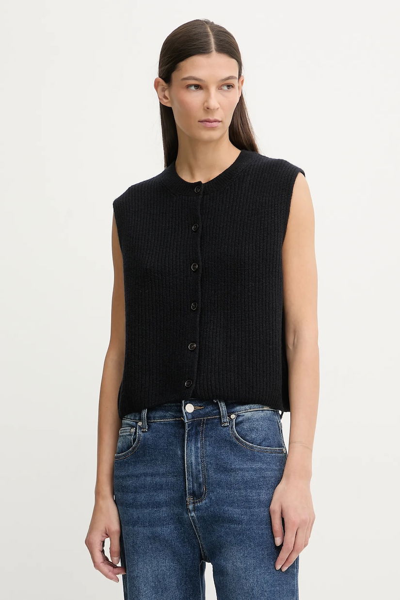 Marc O'Polo vestă din amestec de lână culoarea bleumarin, 600609065023