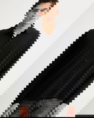 Marc O'Polo cămașă din bumbac culoarea negru, cu guler clasic, relaxed, 5000007708