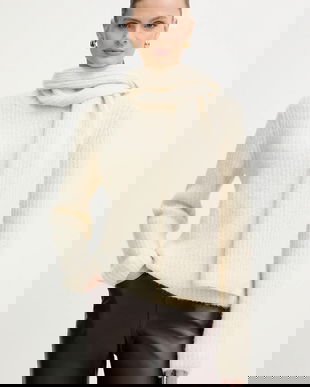 Morgan pulover din amestec de lână culoarea bej, călduros, MACHA