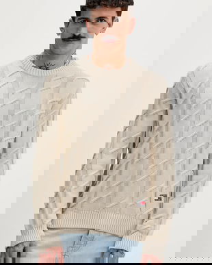 Tommy Jeans pulover de bumbac culoarea bej, light, DM0DM22355