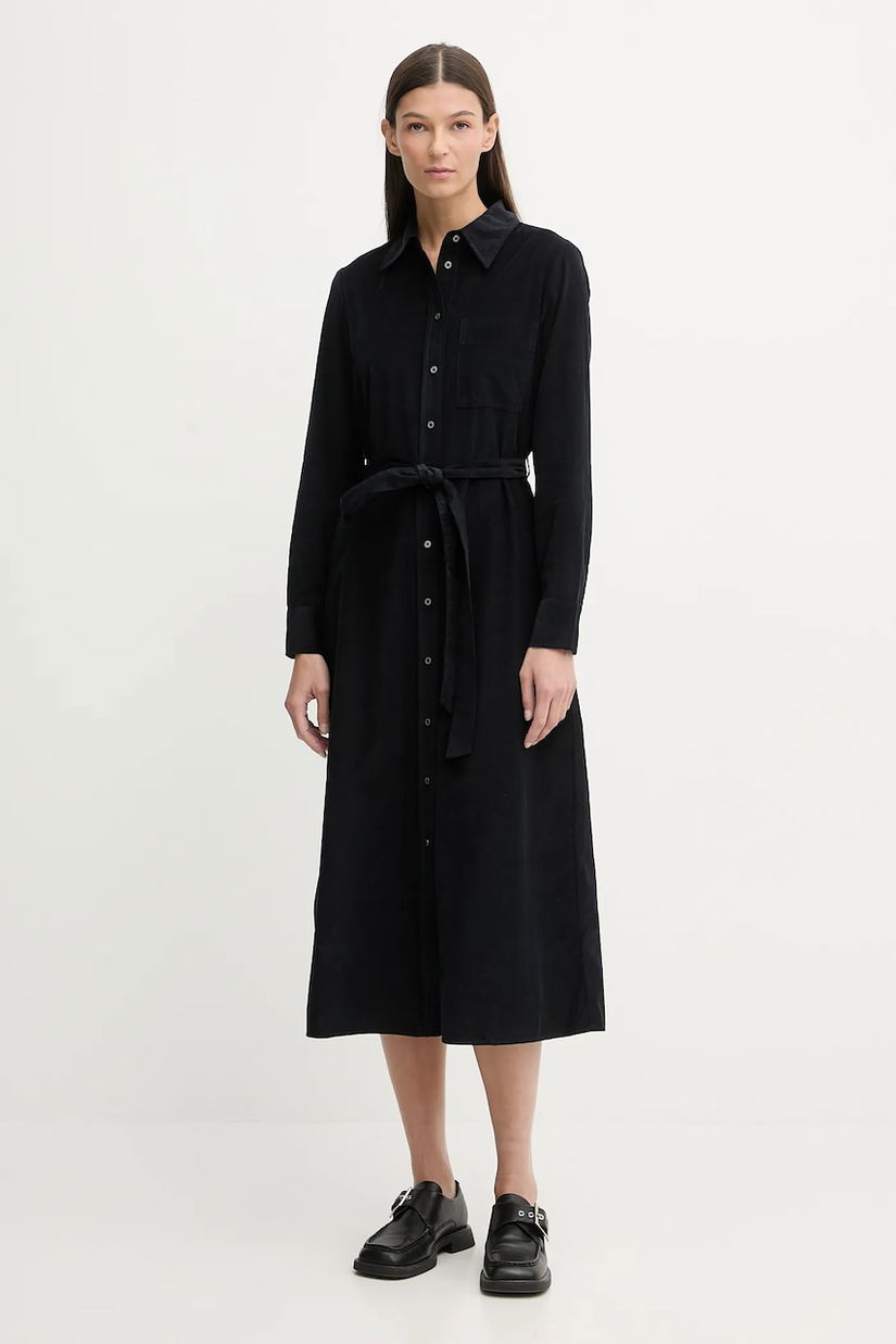 Marc O'Polo rochie din velur culoarea bleumarin, midi, drept, 600088221015