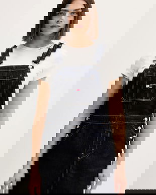 Tommy Jeans rochie din bumbac culoarea bleumarin, mini, drept, DW0DW22555