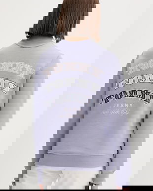 Tommy Jeans hanorac de bumbac culoarea violet, cu imprimeu, DW0DW22517