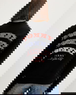 Tommy Jeans hanorac de bumbac culoarea negru, cu imprimeu, DW0DW22517