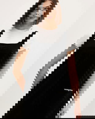 Tommy Jeans rochie din bumbac culoarea negru, mini, evazați, DW0DW22463