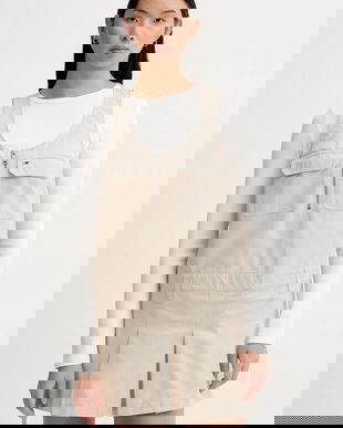 Tommy Jeans rochie din bumbac culoarea bej, mini, evazați, DW0DW21949