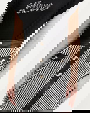 Morgan fustă culoarea negru, mini, drept, JEGGO