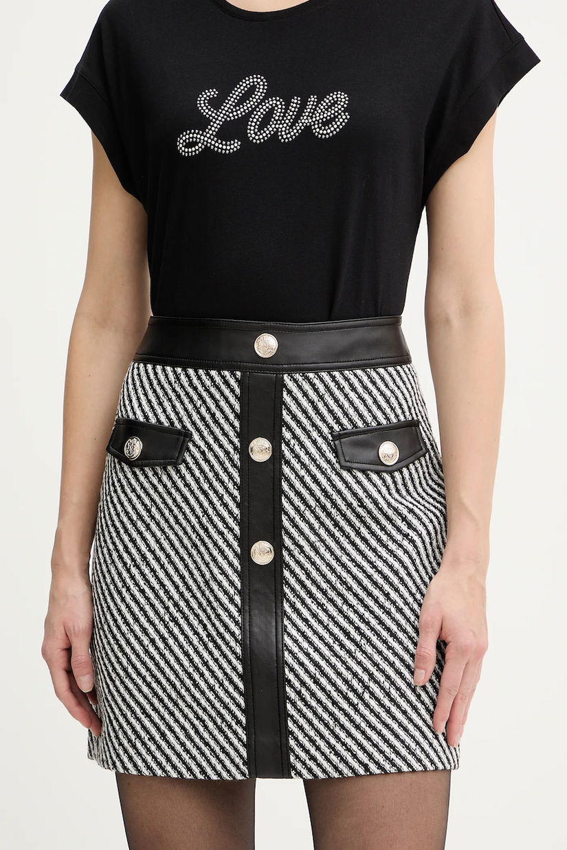 Morgan fustă culoarea negru, mini, drept, JEGGO