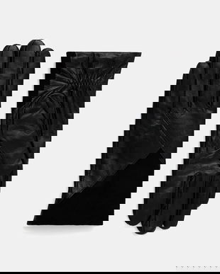 Morgan mănuși de piele culoarea negru, 5GUY