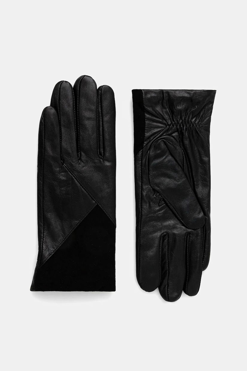 Morgan mănuși de piele culoarea negru, 5GUY