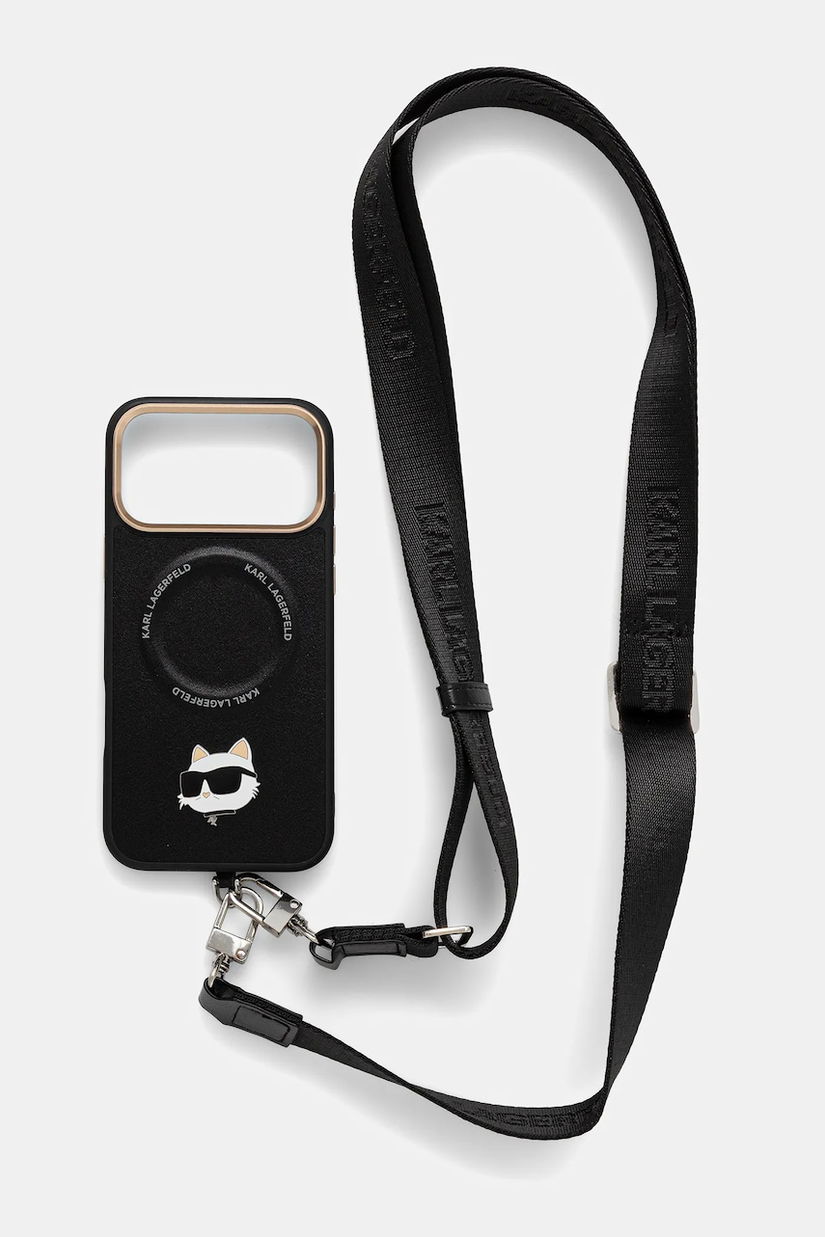 Karl Lagerfeld husă pentru telefon iPhone 17 Pro Max culoarea negru, KLHMP17XPCRLRCHK