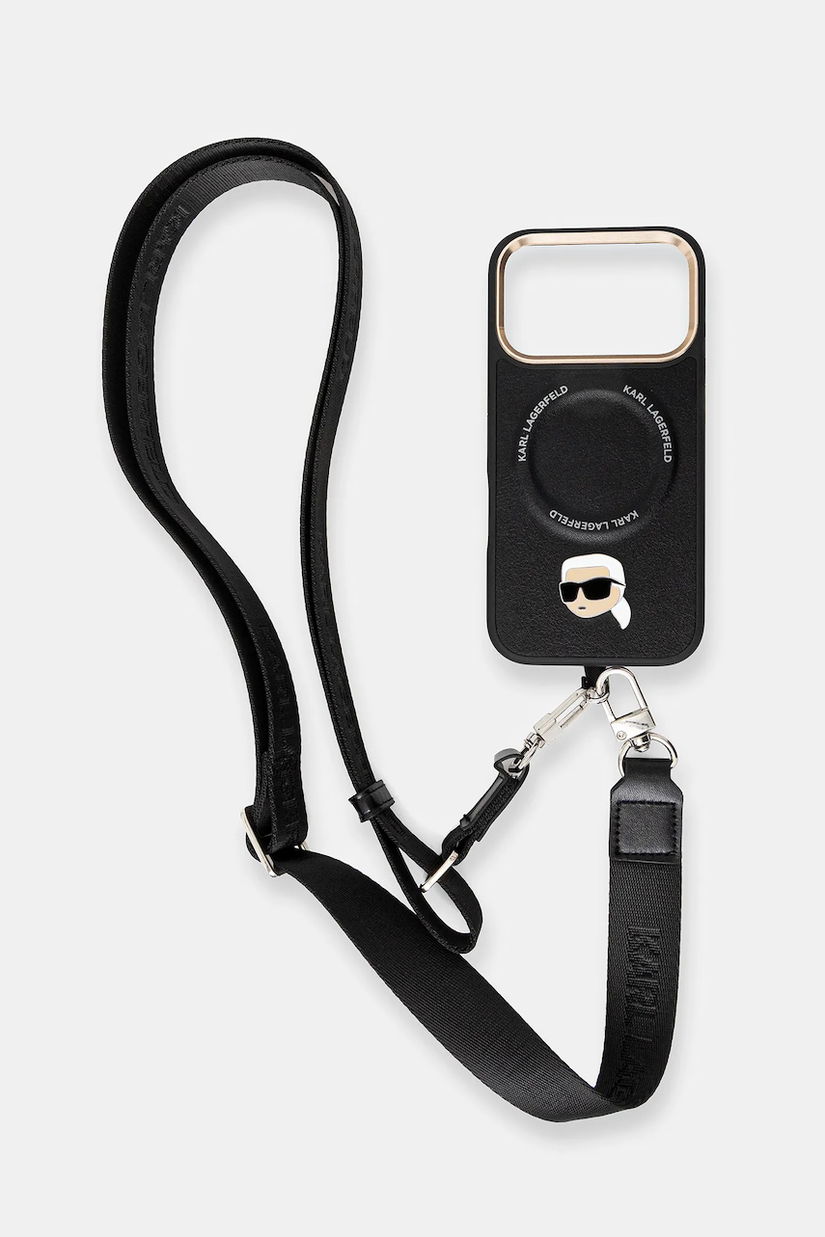 Karl Lagerfeld husă pentru telefon iPhone 17 Pro culoarea negru, KLHMP17LPCRLRKLK