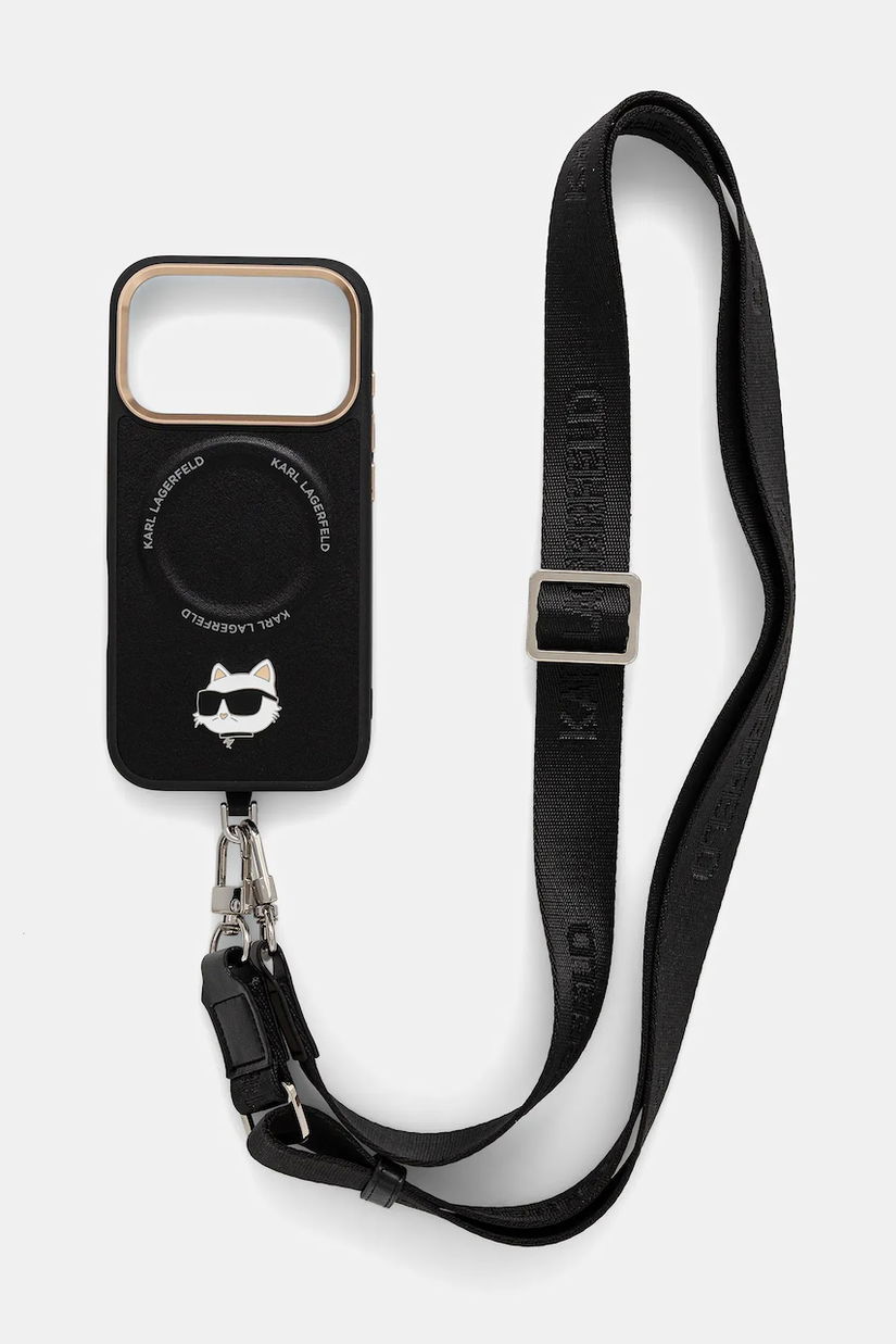 Karl Lagerfeld husă pentru telefon iPhone 17 Pro culoarea negru, KLHMP17LPCRLRCHK