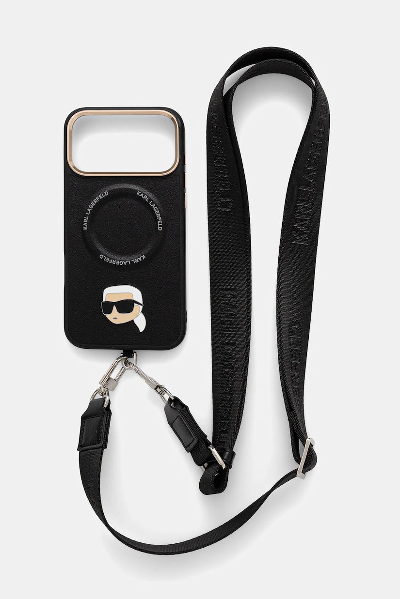 Karl Lagerfeld husă pentru telefon iPhone 17 Pro Max culoarea negru, KLHMP17XPCRLRKLK