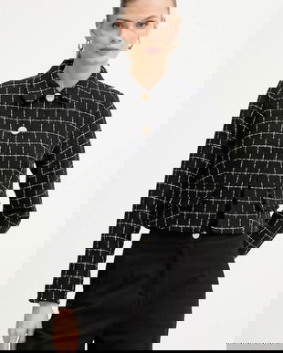 Morgan sacou culoarea negru, un singur rând de nasturi, cu imprimeu, VILMA