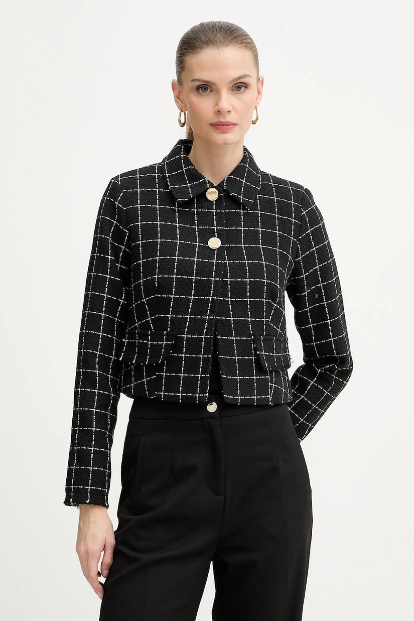 Morgan sacou culoarea negru, un singur rând de nasturi, cu imprimeu, VILMA