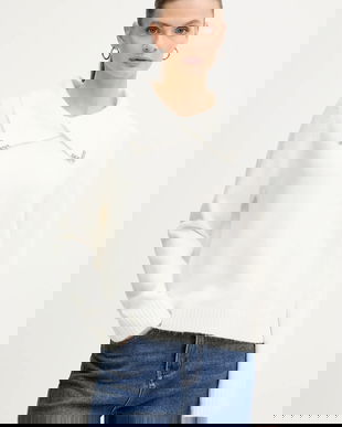 Morgan pulover din amestec de lână culoarea bej, MISTRAL