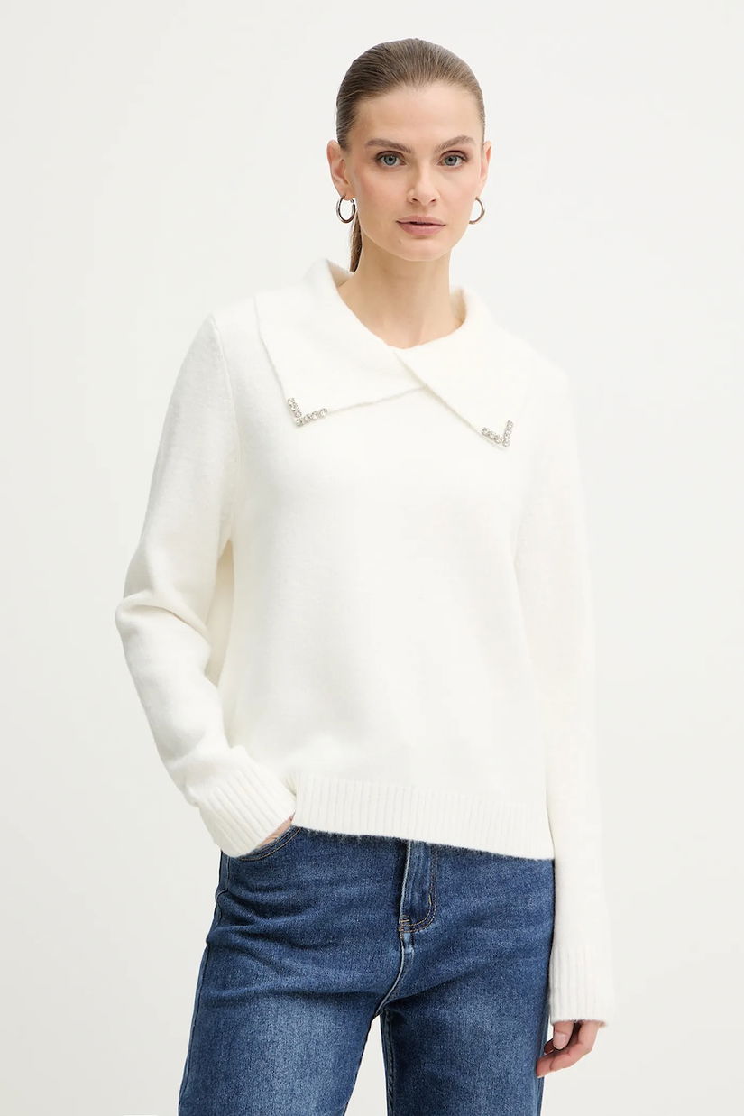 Morgan pulover din amestec de lână culoarea bej, MISTRAL