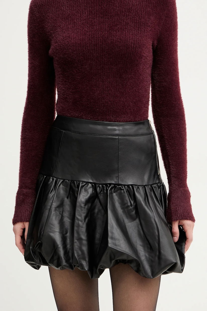 Morgan fustă culoarea negru, mini, evazați, JED