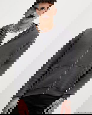 Hollister Co. bluză culoarea gri, cu glugă, uni, KI322-5449-902