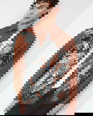 Medicine camasa culoarea maro, cu guler clasic, regular