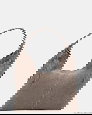 Answear.LAB geanta de mana din piele intoarsa culoarea bej