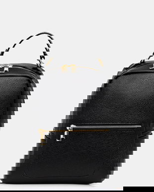 Answear.LAB ghiozdan de piele culoarea negru, mic, neted