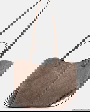 Answear.LAB geanta de mana din piele intoarsa culoarea gri