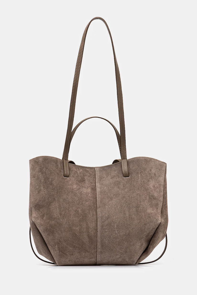 Answear.LAB geanta de mana din piele intoarsa culoarea gri