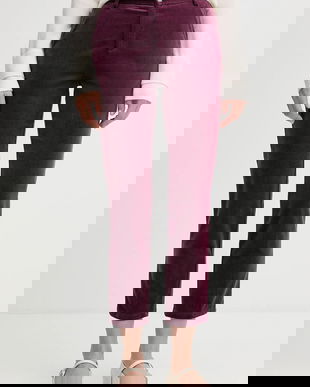 United Colors of Benetton pantaloni de catifea cord culoarea bleumarin, fason țigaretă, high waist, 4MIQDF07W