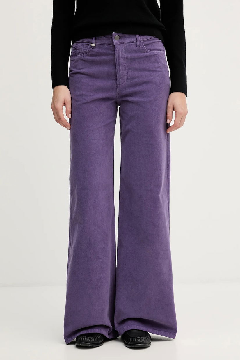 United Colors of Benetton pantaloni culoarea negru, lat, high waist, 41ULDE029