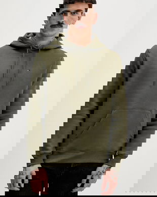 Tommy Jeans bluză culoarea bej, cu glugă, uni, DM0DM20742